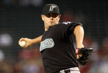 PHOENIX - JULY 10:  Starting pitcher Ricky Nolasco #47 of the Florida Marlins pitches against the Arizona Diamondbacks during the major league baseball game at Chase Field on July 10, 2009 in Phoenix, Arizona.  The Diamondbacks defeated the Marlins 8-0.  (Photo by Christian Petersen/Getty Images)