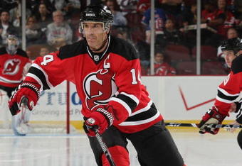 NEWARK, NJ - SEPTEMBER 16:  Brendan Shanahan #14 of the New Jersey Devils skates against the New York Rangers at the Prudential Center on September 16, 2009 in Newark, New Jersey.  (Photo by Bruce Bennett/Getty Images)