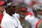 TAMPA, FL - SEPTEMBER 27:  Head coach Raheem Morris of the Tampa Bay Buccaneers watches his team from the sideline against the New York Giants during the game at Raymond James Stadium on September 27, 2009 in Tampa, Florida.  (Photo by J. Meric/Getty Images)