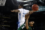 DETROIT - APRIL 06: Chris Allen #3 of the Michigan State Spartans has his shot attempt blocked in the second half by Ed Davis #32 of the North Carolina Tar Heels during the 2009 NCAA Division I Men's Basketball National Championship game at Ford Field on April 6, 2009 in Detroit, Michigan. (Photo by Andy Lyons/Getty Images)
