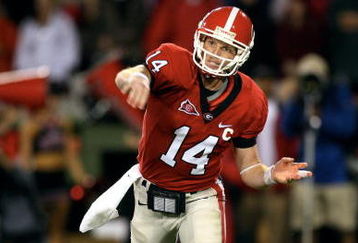 ATHENS, GA - SEPTEMBER 26: Joe Cox #14 of the Georgia Bulldogs fires a pass against the Arizona State Sun Devils at Sanford Stadium on September 26, 2009 in Athens, Georgia. (Photo by Scott Cunningham/Getty Images)