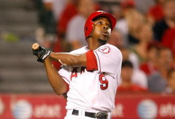 ANAHEIM, CA - SEPTEMBER 22:  Chone Figgins #9 of the Los Angeles Angels of Anaheim bats against the New York Yankees at Angel Stadium on September 22, 2009 in Anaheim, California.  (Photo by Jeff Gross/Getty Images)