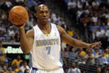 DENVER - MAY 29:  Chauncey Billups #7 of the Denver Nuggets passes the ball in Game Six of the Western Conference Finals during the 2009 NBA Playoffs against the Los Angeles Lakers at Pepsi Center on May 29, 2009 in Denver, Colorado. NOTE TO USER: User expressly acknowledges and agrees that, by downloading and or using this photograph, User is consenting to the terms and conditions of the Getty Images License Agreement.  (Photo by Jed Jacobsohn/Getty Images)