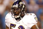 CHARLOTTE, NC - AUGUST 29: Linebacker Ray Lewis #52 of the Baltimore Ravens celebrates after a tackle during their game against the Carolina Panthers at Bank of America Stadium on August 29, 2009 in Charlotte, North Carolina. (Photo by Streeter Lecka/Getty Images)