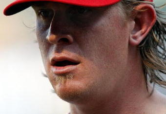 ARLINGTON, TX - JULY 01:  Pitcher Jered Weaver #36 of the Los Angeles Angels of Anaheim on July 1, 2009 at Rangers Ballpark in Arlington, Texas.  (Photo by Ronald Martinez/Getty Images)