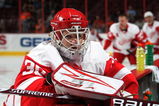 PHILADELPHIA - SEPTEMBER 22: Chris Osgood #30 of the Detroit Red Wings pauses prior to his game  against the Philadelphia Flyers during preseason action at the Wachovia Center on September 22, 2009 in Philadelphia, Pennsylvania. (Photo by Bruce Bennett/Getty Images)