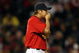 BOSTON - OCTOBER 02:  Daisuke Matsuzaka #18 of the Boston Red Sox tries to warm up his hand in the fourth inning against the Cleveland Indians on October 2, 2009 at Fenway Park in Boston, Massachusetts.  (Photo by Elsa/Getty Images)