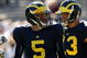 ANN ARBOR, MI - SEPTEMBER 19:  Quarterback Tate Forcier #5 of the Michigan Wolverines warms up for the game against the Eastern Michigan Eagles at Michigan Stadium on September 19, 2009 in Ann Arbor, Michigan.  Michigan won 45-17.  (Photo by Stephen Dunn/Getty Images)
