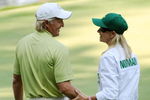 AUGUSTA, GA - APRIL 08:  Chris Evert and her husband Greg Norman of Australia wait on the ninth green during the Par 3 Contest prior to the 2009 Masters Tournament at Augusta National Golf Club on April 8, 2009 in Augusta, Georgia.  (Photo by Harry How/Getty Images)