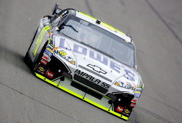 KANSAS CITY, KS - OCTOBER 03:  Jimmie Johnson, driver of the #48 Lowe's/KOBALT Tools Chevrolet during practice for the NASCAR Sprint Cup Series Price Chopper 400 presented by Kraft Foods at the Kansas Speedway on October 3, 2009 in Kansas City, Kansas.  (Photo by Matthew Stockman/Getty Images)
