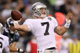 SEATTLE - SEPTEMBER 03:  Quarterback Jeff Garcia #7 of the Oakland Raiders passes against the Seattle Seahawks on September 3, 2009 at Qwest Field in Seattle, Washington. (Photo by Otto Greule Jr/Getty Images)