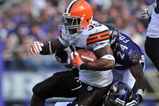 BALTIMORE - SEPTEMBER 27:  Jerome Harrison #35 of the Cleveland Browns runs the ball against the Baltimore Ravens at M&T Bank Stadium on September 27, 2009 in Baltimore, Maryland. The Ravens defeated the Browns 34-3. (Photo by Larry French/Getty Images)