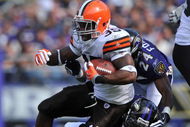 BALTIMORE - SEPTEMBER 27:  Jerome Harrison #35 of the Cleveland Browns runs the ball against the Baltimore Ravens at M&T Bank Stadium on September 27, 2009 in Baltimore, Maryland. The Ravens defeated the Browns 34-3. (Photo by Larry French/Getty Images)
