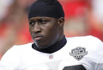KANSAS CITY, MO - SEPTEMBER 20:  Thomas Howard #53 of the Oakland Raiders looks on during the game against the Kansas City Chiefs at Arrowhead Stadium on September 20, 2009 in Kansas City, Missouri. (Photo by Jamie Squire/Getty Images)