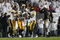 STATE COLLEGE, PA - SEPTEMBER 26:  A.J. Edds #49 of the Iowa Hawkeyes celebrates a fourth quarter interception with Pat Angerer #43 and Jeremiha Hunter #42 in front of Chaz Powell #2 of the Penn State Nittnay Lions  on September 26, 2009 at Beaver Stadium in State College, Pennsylvania. Iowa won the game 21-10.  (Photo by Gregory Shamus/Getty Images)