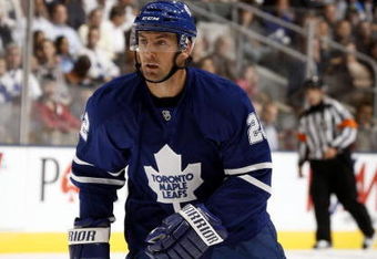 TORONTO - SEPTEMBER 22:  Francois Beauchemin #22 of the Toronto Maple Leafs skates against the Pittsburgh Penguins during a pre-season  NHL game at the Air Canada Centre on September 22, 2009 in Toronto, Ontario, Canada .  (Photo by Abelimages/Getty Images) 