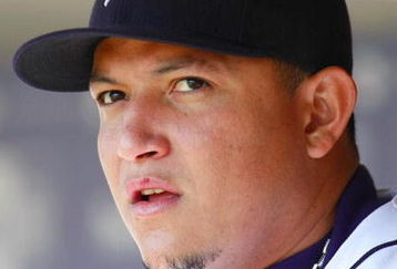 DETROIT - OCTOBER 1:  Miguel Cabrera #24 of the Detroit Tigers in the dugout against the Minnesota Twins during the game on October 1, 2009 at Comerica Park in Detroit, Michigan. (Photo by Gregory Shamus/Getty Images)