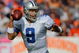 DENVER - OCTOBER 04: Quarterback Tony Romo #9 of the Dallas Cowboys rolls out to pass against the Denver Broncos during NFL action at Invesco Field at Mile High on October 4, 2009 in Denver, Colorado. (Photo by Doug Pensinger/Getty Images)