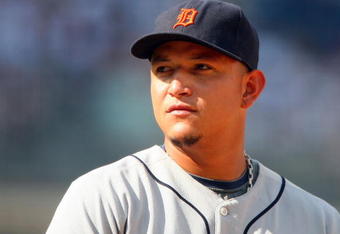 NEW YORK - JULY 19:  Miguel Cabrera #24 of the Detroit Tigers looks on against the New York Yankees on July 19, 2009 at Yankee Stadium in the Bronx borough of New York City.  (Photo by Jim McIsaac/Getty Images)