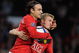 MANCHESTER, ENGLAND - OCTOBER 03: Dimitar Berbatov of Manchester United celebrates scoring his team's first goal with Darren Fletcher (R) during the Barclays Premier League match between Manchester United and Sunderland at Old Trafford on October 3, 2009 in Manchester, England. (Photo by Michael Regan/Getty Images)