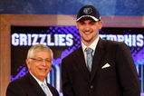 NEW YORK - JUNE 26:  NBA Commissioner David Stern shakes hands with number five draft pick for the Memphis Grizzlies, Kevin Love during the 2008 NBA Draft at the Wamu Theatre at Madison Square Garden June 26, 2008 in New York City. NOTE TO USER: User expressly acknowledges and agrees that, by downloading and or using this photograph, User is consenting to the terms and conditions of the Getty Images License Agreement.  (Photo by Nick Laham/Getty Images)