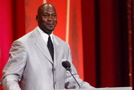 SPRINGFIELD, MA - SEPTEMBER 11: Michael Jordan is inducted into the Naismith Memorial Basketball Hall of Fame during a ceremony on September 11, 2009 in Springfield, Massachusetts. NOTE TO USER: User expressly acknowledges and agrees that, by downloading and or using this Photograph, user is consenting to the terms and conditions of the Getty Images License Agreement.(Photo by Jim Rogash/Getty Images)