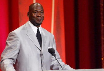 SPRINGFIELD, MA - SEPTEMBER 11: Michael Jordan is inducted into the Naismith Memorial Basketball Hall of Fame during a ceremony on September 11, 2009 in Springfield, Massachusetts. NOTE TO USER: User expressly acknowledges and agrees that, by downloading and or using this Photograph, user is consenting to the terms and conditions of the Getty Images License Agreement.(Photo by Jim Rogash/Getty Images)