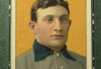 370565 02: The famous T206 Honus Wagner baseball card, is shown June 6, 2000 in New York City. The legendary baseball card will be auctioned on eBay beginning on July 5, 2000. (Photo by Chris Hondros/Newsmakers)