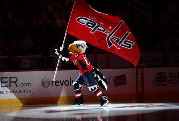 WASHINGTON - SEPTEMBER 21: The Washington Capitals mascot skates on the ice against the Buffalo Sabres during an NHL preseason hockey game on September 21, 2009 at the Verizon Center in Washington, DC. (Photo by Ned Dishman/Getty Images)