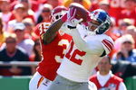 KANSAS CITY, MO - OCTOBER 04:  Brandon Carr #39 of the Kansas City Chiefs breaks up a pass intended for Steve Smith #12 of the New York Giants during the game on October 4, 2009 at Arrowhead Stadium in Kansas City, Missouri.  (Photo by Jamie Squire/Getty Images)