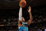 DENVER - APRIL 29:  Chris Paul #3 of the New Orleans Hornets takes a shot against the Denver Nuggets in Game Five of the Western Conference Quarterfinals during the 2009 NBA Playoffs at Pepsi Center on April 29, 2009 in Denver, Colorado. The Nuggets defeated the Hornets 107-86 to advance to the Western Conference Semifinals against Dallas.  NOTE TO USER: User expressly acknowledges and agrees that, by downloading and or using this photograph, User is consenting to the terms and conditions of the Getty Images License Agreement.  (Photo by Doug Pensinger/Getty Images)