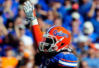 GAINESVILLE, FL - SEPTEMBER 19:  Brandon Spikes #51 of the Florida Gators asks the crowd for noise during the game against the Tennessee Volunteers at Ben Hill Griffin Stadium on September 19, 2009 in Gainesville, Florida.  (Photo by Sam Greenwood/Getty Images)