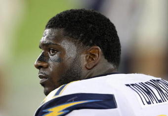 GLENDALE, AZ - AUGUST 22:  Runningback LaDainian Tomlinson #21 of the San Diego Chargers watches from the bench during the preseason NFL game against the Arizona Cardinals at the Universtity of Phoenix Stadium on August 22, 2009 in Glendale, Arizona.  The Chargers defeated the Cardinals 17-6.  (Photo by Christian Petersen/Getty Images)