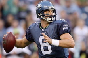 SEATTLE - AUGUST 22:  Matt Hasselbeck #8 of the Seattle Seahawks looks to pass the ball during the game against the Denver Broncos on August 22, 2009 at Qwest Field in Seattle, Washington. (Photo by Otto Greule Jr/Getty Images)  