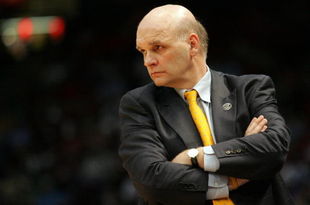 BIRMINGHAM, AL - MARCH 21:  Phil Martelli of the Saint Joseph's Hawks watches his team during the first round game against Oklahoma of the East Regional as part of the 2008 NCAA Men's Basketball Tournament at the Birmingham-Jefferson Civic Center on March 21, 2008 in Birmingham, Alabama.  (Photo by Dave Martin/Getty Images)