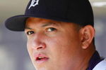 DETROIT - OCTOBER 1:  Miguel Cabrera #24 of the Detroit Tigers in the dugout against the Minnesota Twins during the game on October 1, 2009 at Comerica Park in Detroit, Michigan. (Photo by Gregory Shamus/Getty Images)