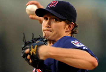 ANAHEIM, CA - JULY 23:  Scott Baker #30 pitcher for the Minnesotta Twins throws a pitch against the Los Angeles Angels of Anaheim during the first inning of the baseball game on July 23, 2009 in Anaheim, California.  (Photo by Kevork Djansezian/Getty Images)