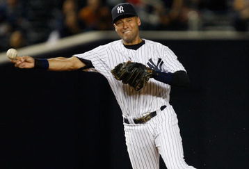NEW YORK - SEPTEMBER 29:  Derek Jeter #2 of the New York Yankees throws for the out at first base against the Kansas City Royals during the game on September 29, 2009 at Yankee Stadium in the Bronx borough of New York City.  (Photo by Jared Wickerham/Getty Images)