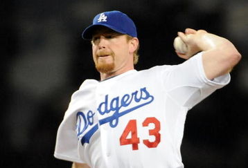 LOS ANGELES, CA - OCTOBER 02:  Randy Wolf #43 of the Los Angeles Dodgers pitches against the Colorado Rockies during the first inning on October 2, 2009 in Los Angeles, California.  (Photo by Harry How/Getty Images)