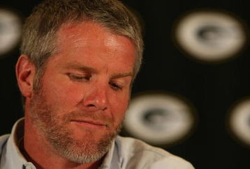 GREEN BAY, WI - MARCH 06: Quarterback Brett Favre of the Green Bay Packers announces his retirement at a press conference on March 6, 2008 at Lambeau Field in Green Bay, Wisconsin. (Photo by Jonathan Daniel/Getty Images)