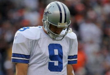 DENVER - OCTOBER 04:  Quarterback Tony Romo #9 of the Dallas Cowboys walks to the bench after failing to convert a third down against the Denver Broncos during NFL action at Invesco Field at Mile High on October 4, 2009 in Denver, Colorado. The Broncos defeated the Cowboys 17-10.  (Photo by Doug Pensinger/Getty Images)