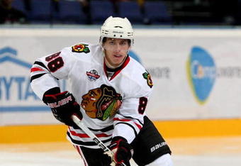 HELSINKI, FINLAND - OCTOBER 03:  #88 Patrick Kane of the Chicago Blackhawks in action during The Compuware/NHL Premiere Helsinki series match between the Chicago Blackhawks and the Florida Panthers at the Hartwall Areena on October 3, 2009 in Helsinki, Finland.  (Photo by Richard Heathcote/Getty Images)