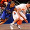 NEW YORK - MARCH 11: Jordan Theodore #10 of the Seton Hall Pirates goes for a steal from Jake Presutti #5 of the Syracuse Orange during the second round of the Big East Tournament at Madison Square Garden on March 11, 2009 in New York City. (Photo by Jim McIsaac/Getty Images)