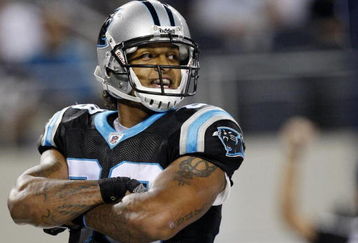 ARLINGTON, TX - SEPTEMBER 28:  Dante Rosario #88 of the Carolina Panthers celebrates after catching a touchdown pass in the second quarter against the Dallas Cowboys at Cowboys Stadium on September 28, 2009 in Arlington, Texas. (Photo by Ronald Martinez/Getty Images)