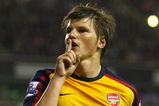 LIVERPOOL, UNITED KINGDOM - APRIL 21:  Andrey Arshavin of Arsenal  celebrates scoring his team's second goal during the Barclays Premier League match between Liverpool and Arsenal at Anfield on April 21, 2009 in Liverpool, England.  (Photo by Alex Livesey/Getty Images)