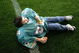 MIAMI - JANUARY 27: Carlos Rios, 4-years-old, from Miami tries on a set of shoulder pads during the NFL Experience at Miami Dolphin Stadium on January 27, 2007 in Miami, Florida. (Photo by Eliot J. Schechter/Getty Images)