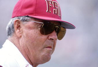 14 OCT 1995:  FLORIDA STATE HEAD COACH BOBBY BOWDEN DURING THE SEMINOLES 72-13 VICTORY OVER THE WAKE FOREST DEMON DEACONS AT DOAK S. CAMPBELL STADIUM IN TALLAHASSEE, FLORIDA. Mandatory Credit: Scott Halleran/ALLSPORT