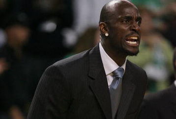 BOSTON - MAY 02:  Kevin Garnett #5 of the Boston Celtics encourages his teammates from the bench in the fourth quarter against the Chicago Bulls in Game Seven of the Eastern Conference Quarterfinals during the 2009 NBA Playoffs at TD Banknorth Garden on May 2, 2009 in Boston, Massachusetts. The Celtics defeated the Bulls 109-99. NOTE TO USER: User expressly acknowledges and agrees that, by downloading and or using this photograph, User is consenting to the terms and conditions of the Getty Images License Agreement.  (Photo by Elsa/Getty Images)