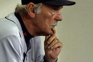 MINNEAPOLIS - OCTOBER 06: Manager Jim Leyland #10 of the Detroit Tigers looks on from the dugout during the American League Tiebreaker game against the Minnesota Twins on October 6, 2009 at Hubert H. Humphrey Metrodome in Minneapolis, Minnesota. (Photo by Jamie Squire/Getty Images)