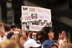MINNEAPOLIS, MN - OCTOBER 4: A Minnesota Twins fan holds a sign sharing her memories of the Hubert H. Humphrey Metrodome before the start of the Minnesota Twins' game against the Kansas City Royals on October 4, 2009 in Minneapolis, Minnesota. This will be the last regular season game at the Dome for the Twins. (Photo by Genevieve Ross/Getty Images)